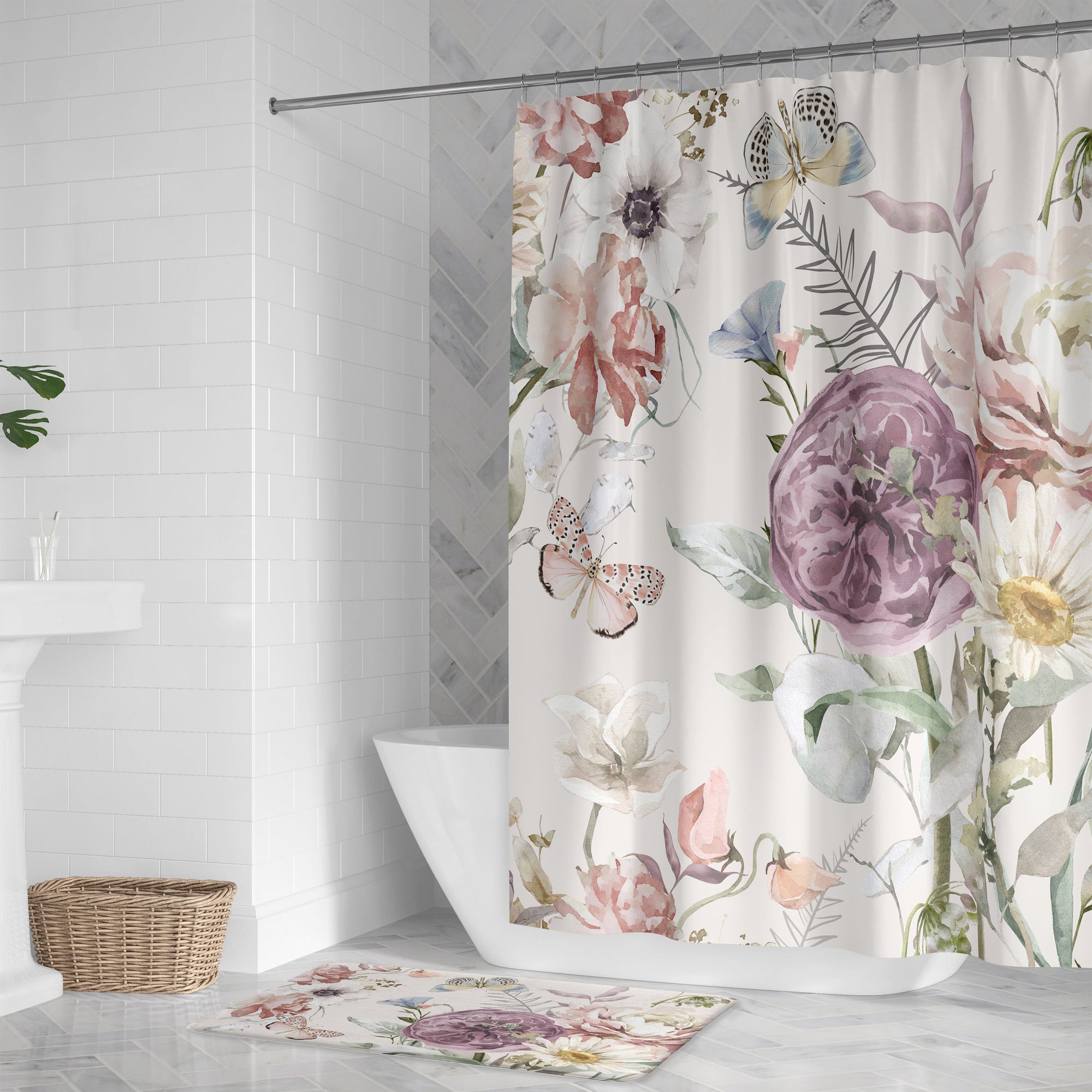 kathy ireland® HOME Purple Wildflower Bloom Shower Curtain