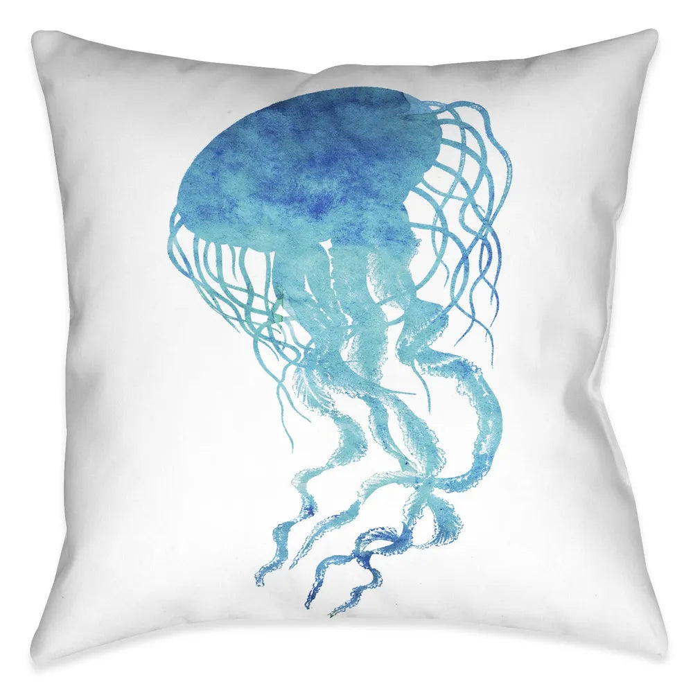 Watercolor Jellyfish Outdoor Decorative Pillow