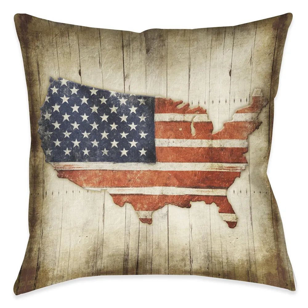 Wooden Flag Outdoor Decorative Pillow
