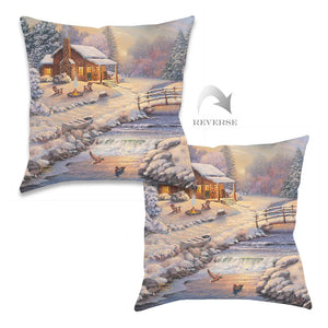Thomas Kinkade A Winter Retreat Indoor Decorative Pillow