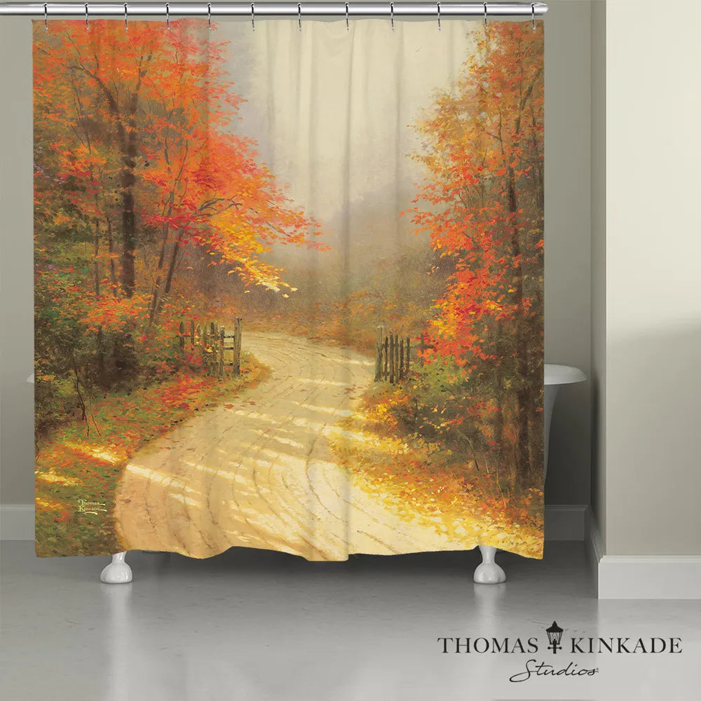 Thomas Kinkade Autumn Lane Shower Curtain