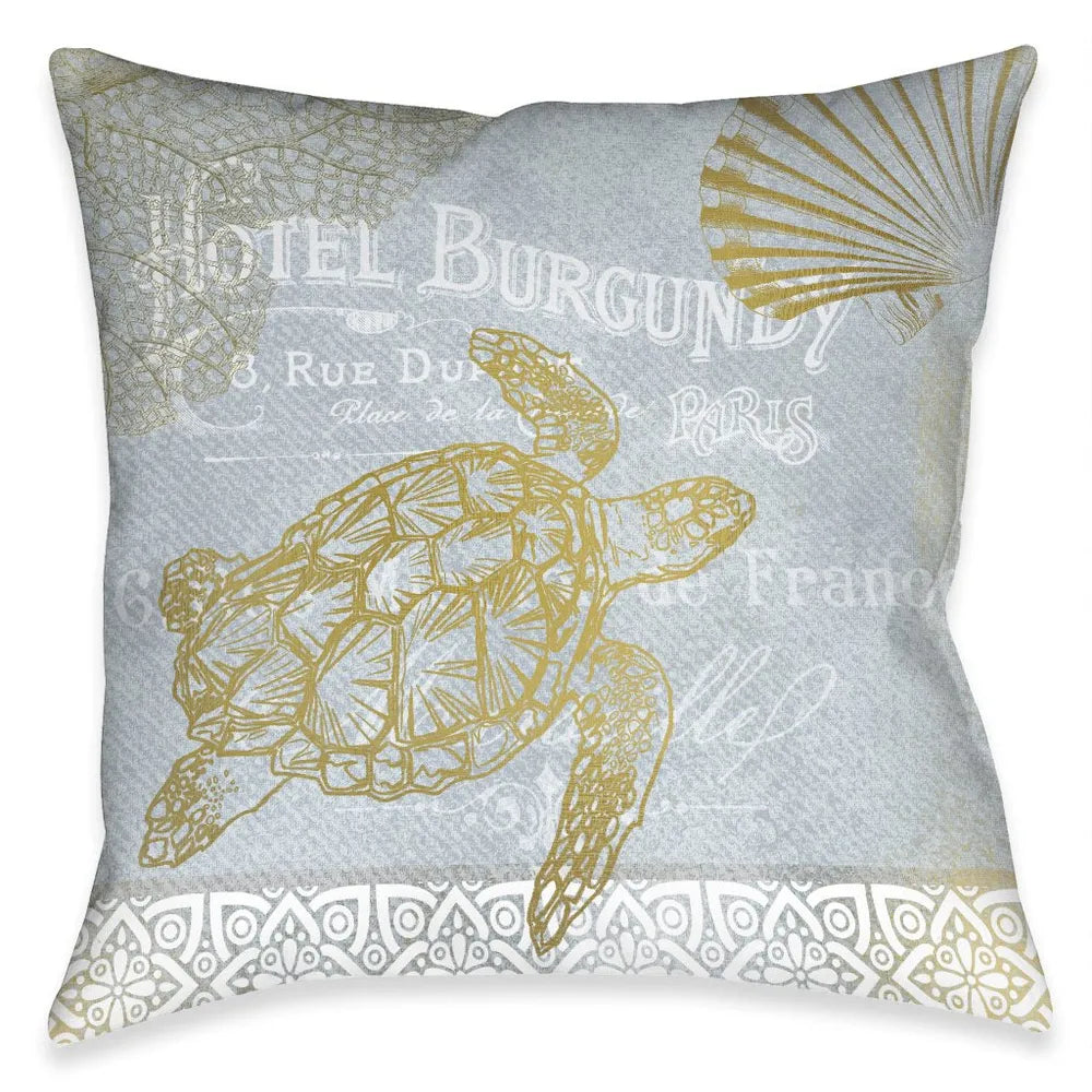 Azure Coastal Turtle Outdoor Decorative Pillow