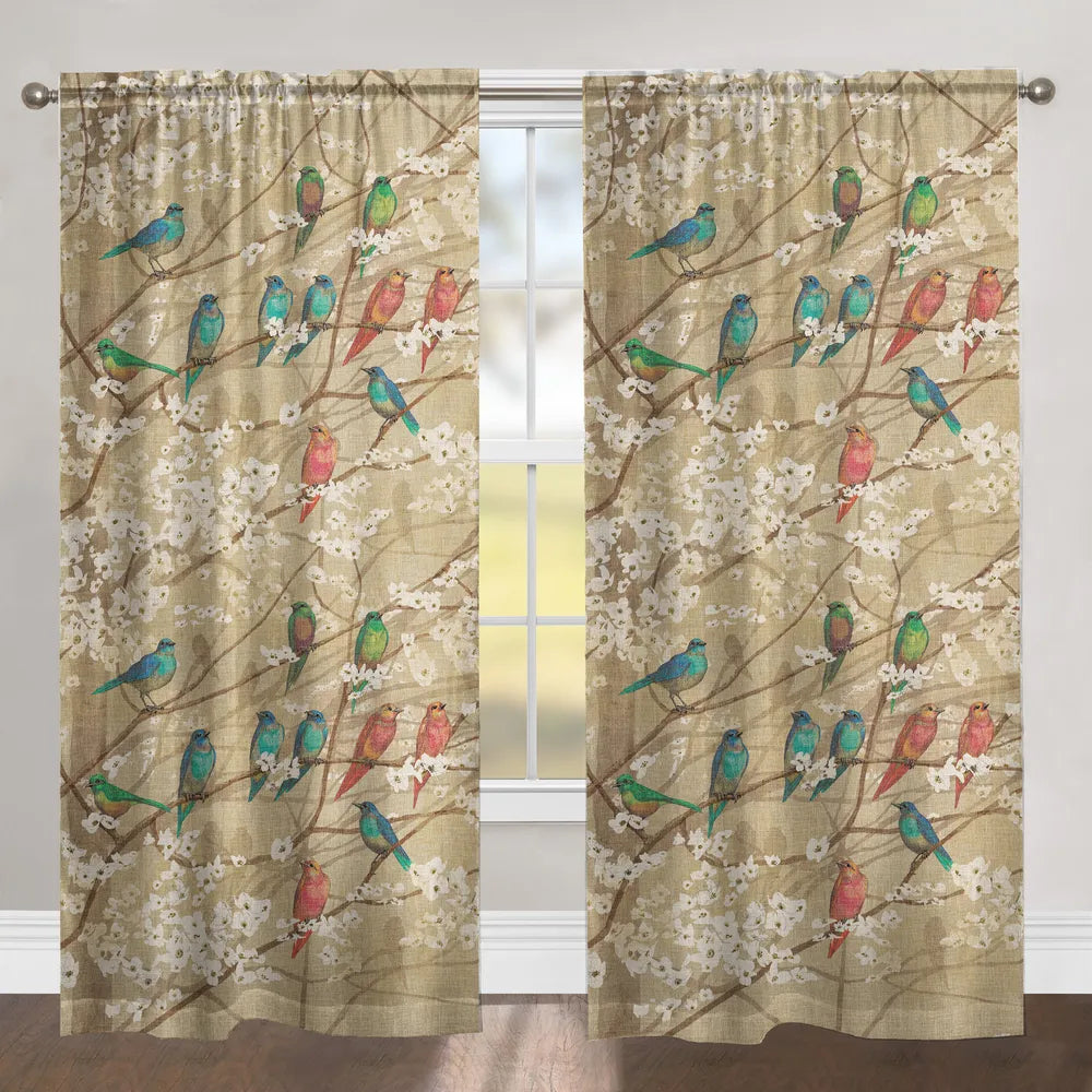 Birds and Blossoms Sheer Window Panel