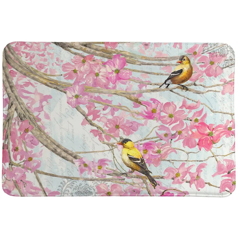 Birds and Cherry Blossoms Memory Foam Rug