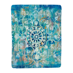 Blue Mandala Sherpa Throw Blanket 