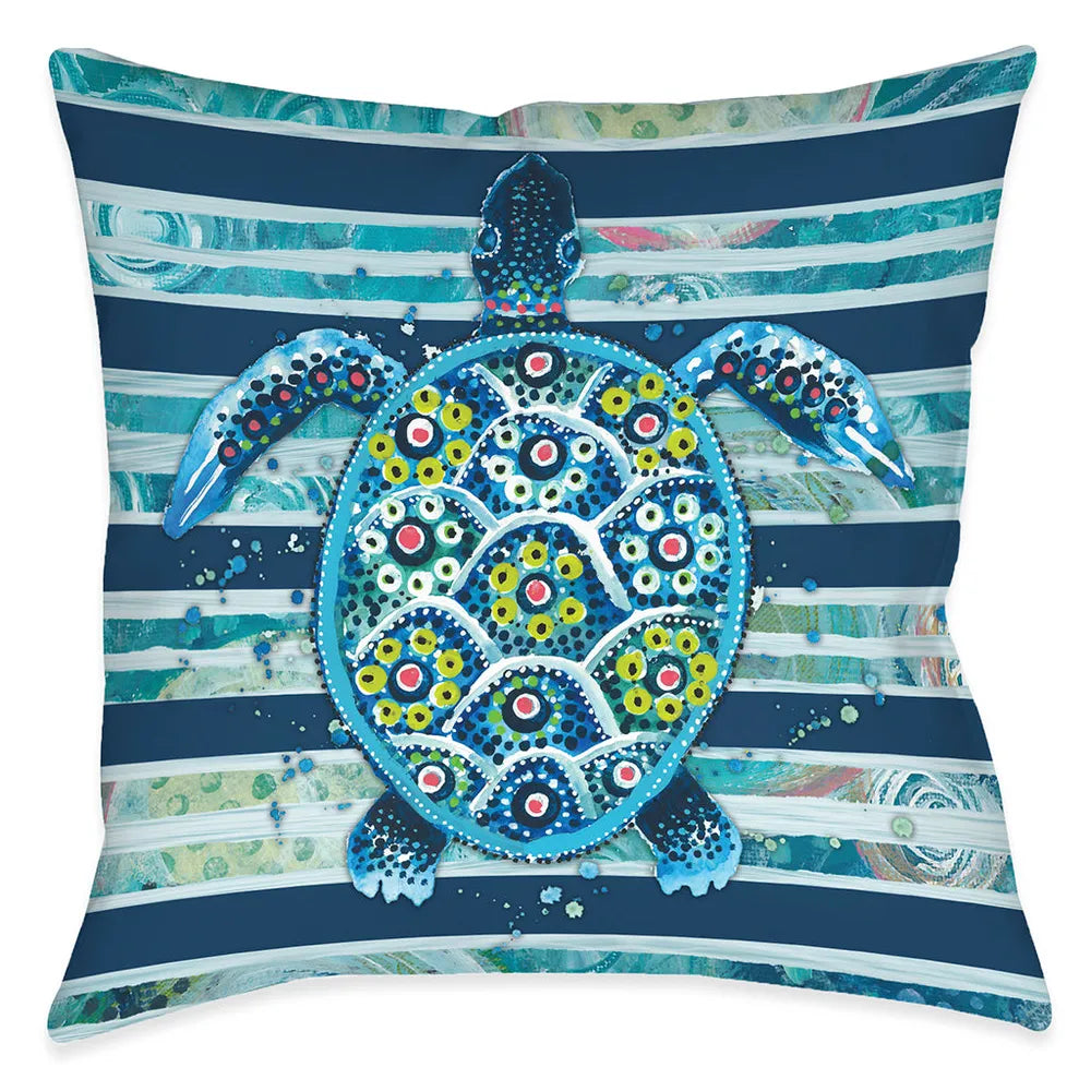 Blue Ocean Turtle Outdoor Decorative Pillow