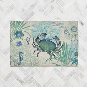Blue Crab Chenille Accent Rug