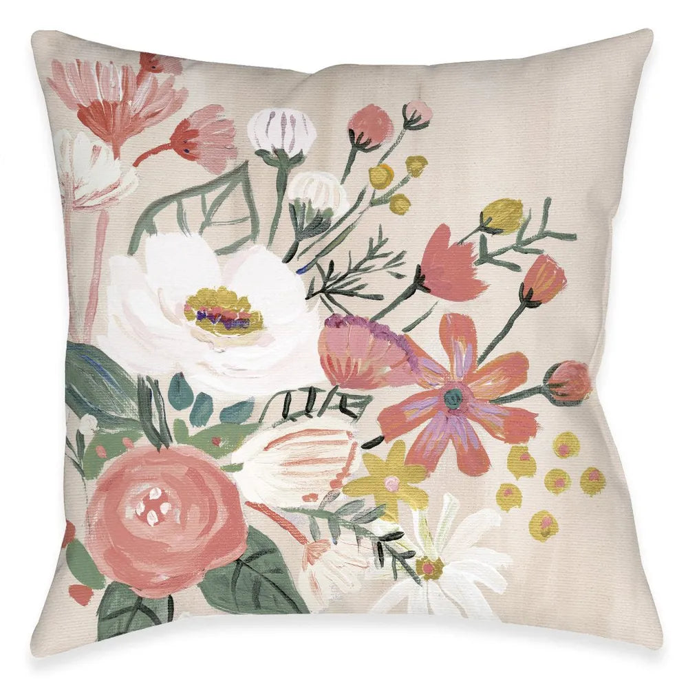 Bright Blossoming Pink Florals Indoor Decorative Pillow