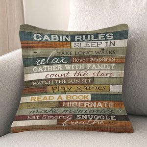Cabin Rules Indoor Woven Decorative Pillow