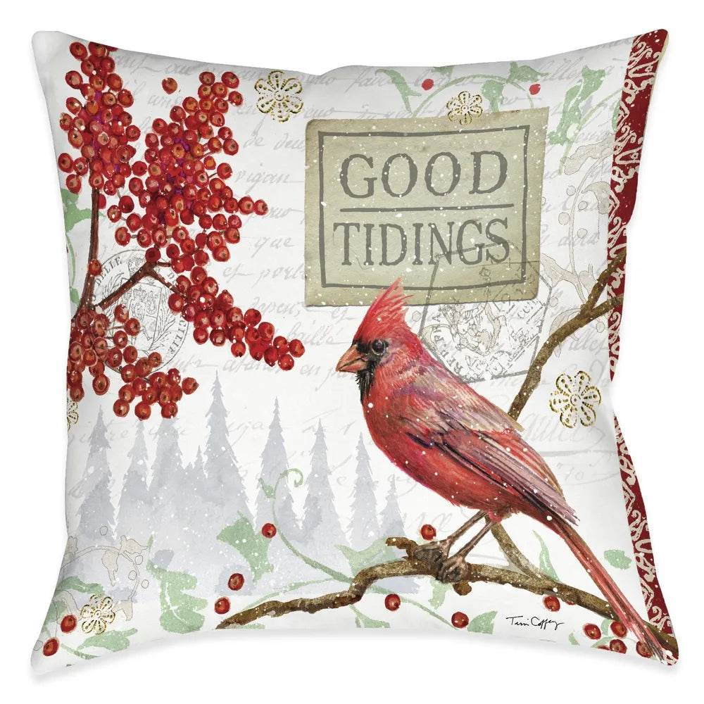 Christmas Birds Good Tidings Indoor Decorative Pillow