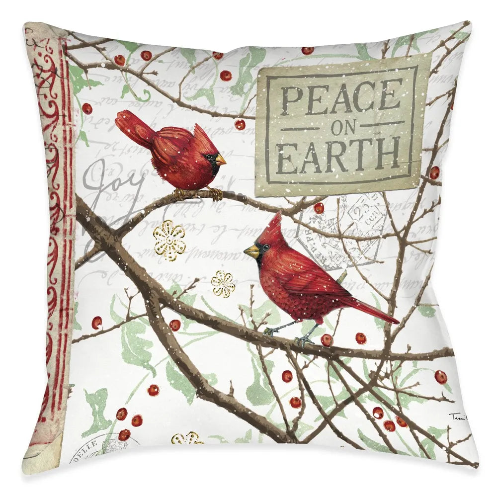 Christmas Birds Peace on Earth Indoor Decorative Pillow