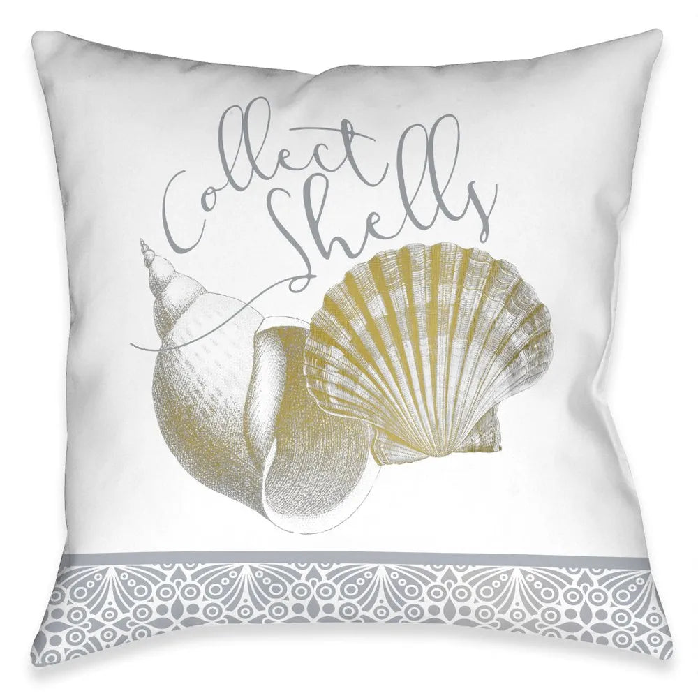 Azure Coastal Shells Outdoor Decorative Pillow