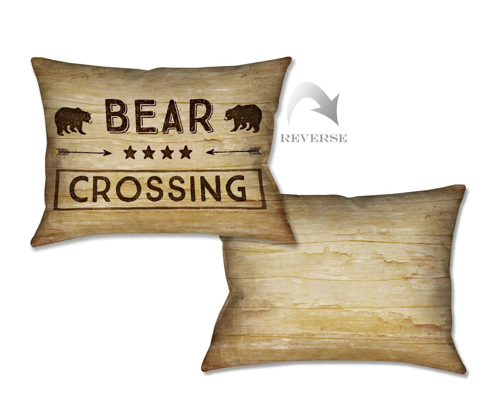 Country Cabin Bear Crossing Indoor Decorative Pillow 