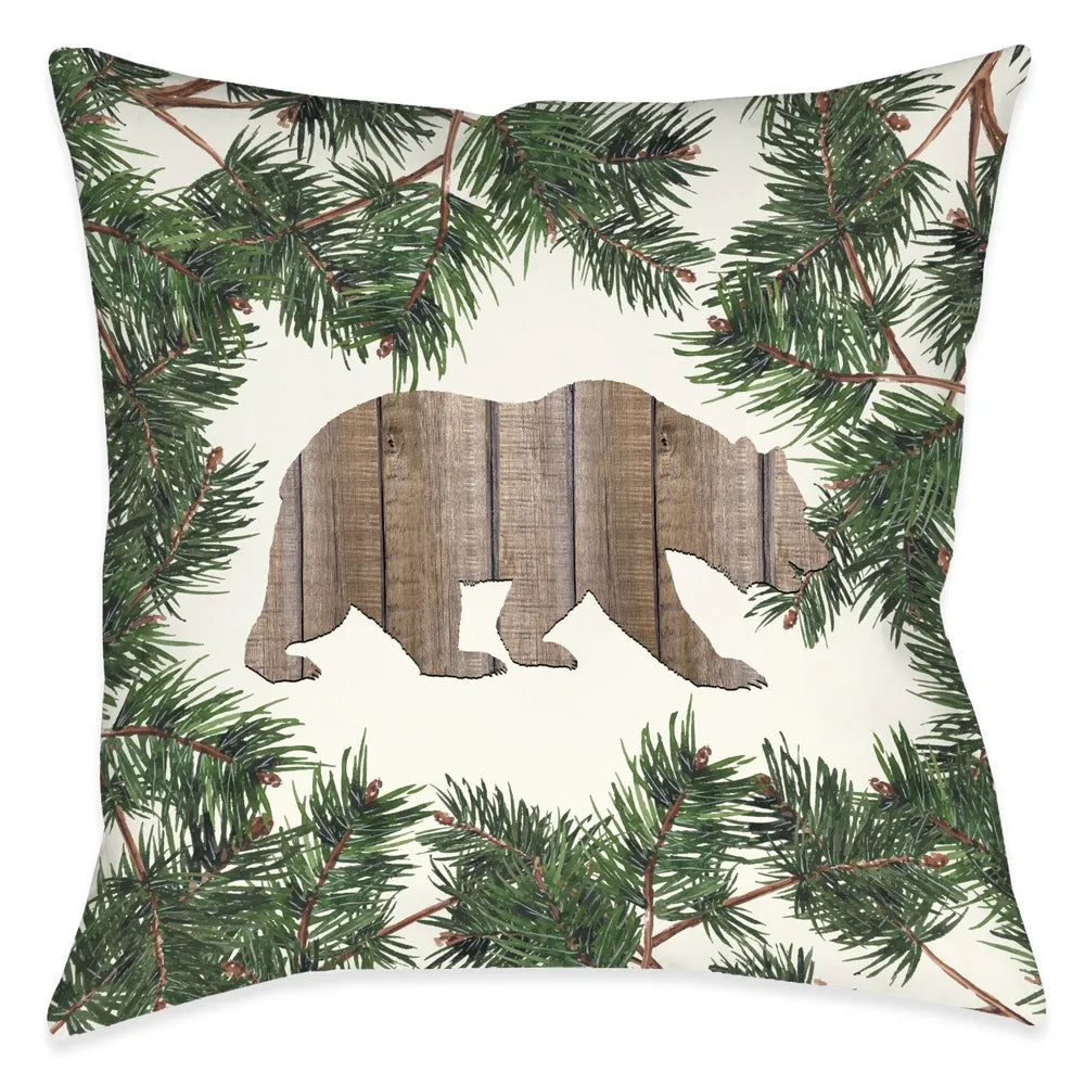 Cozy Christmas Wooden Bear Indoor Decorative Pillow