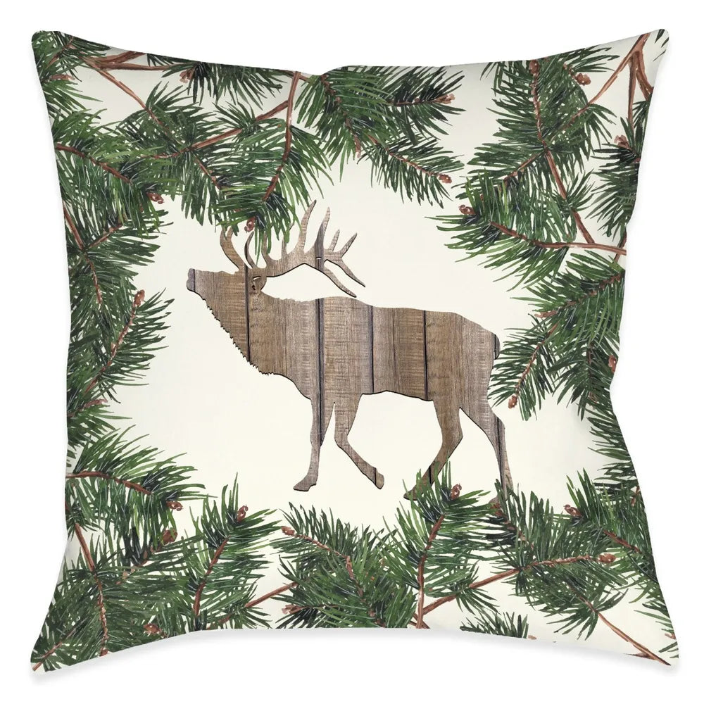 Cozy Christmas Wooden Moose Indoor Decorative Pillow