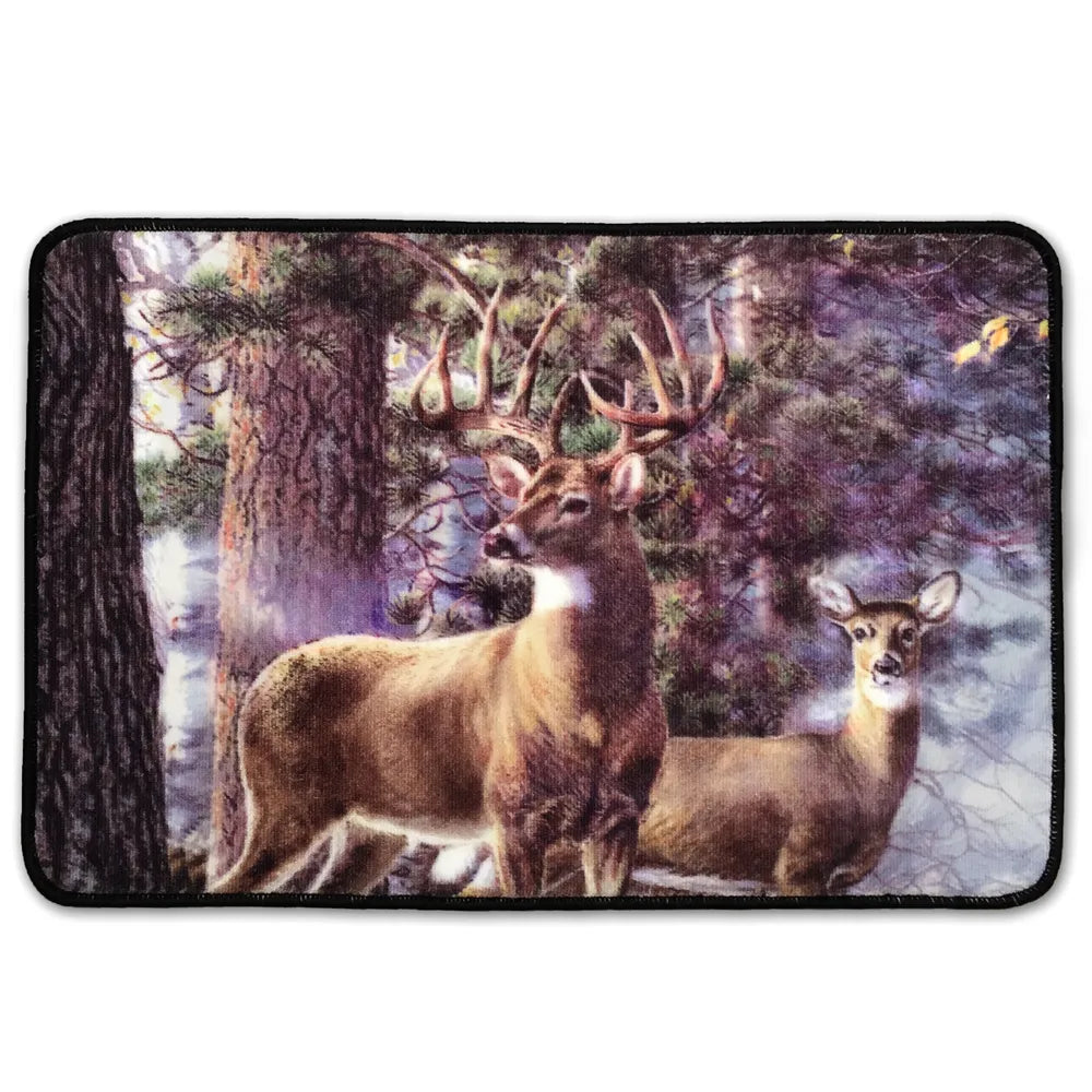 deer in forest nylon accent rug