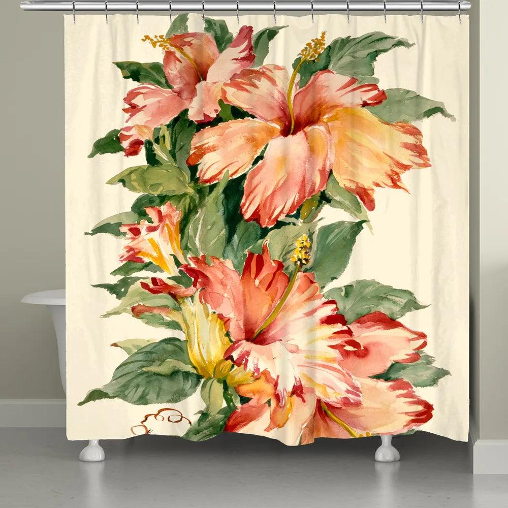 Elegant Red Tiger Hibiscus Shower Curtain