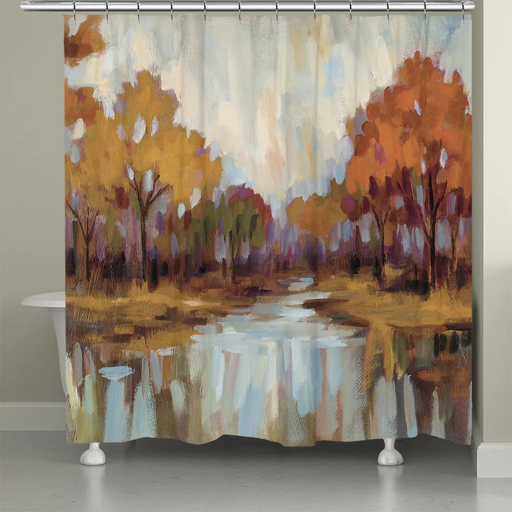 Fall Aquarelle Purple Shower Curtain