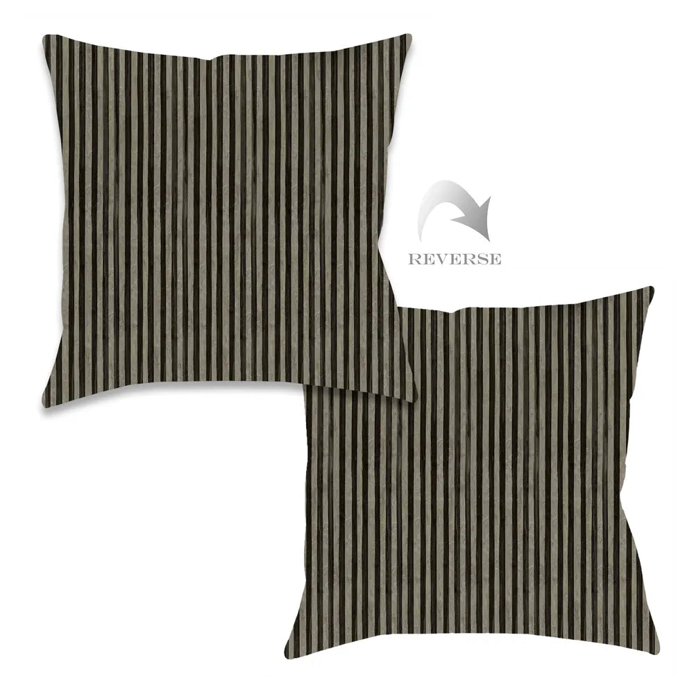kathy ireland® HOME Farmhouse Stripe Black Outdoor Decorative Pillow
