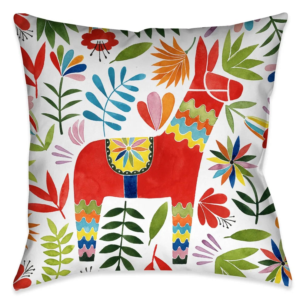 Fun Fiesta Animal Pillow displays colorful animal and flower design motif 
