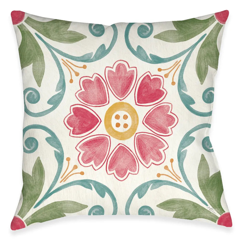 Floral Medallion Outdoor Decorative Pillow
