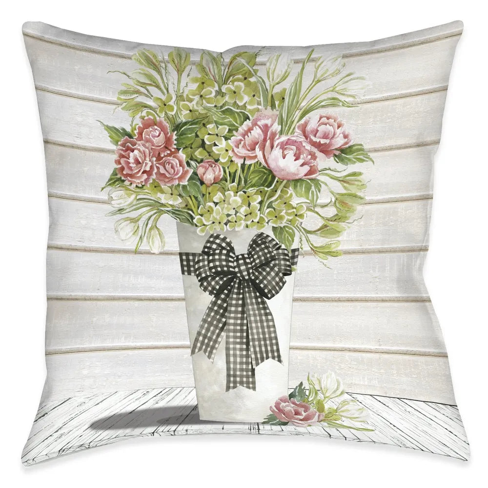 French Country Blossoms Outdoor Decorative Pillow