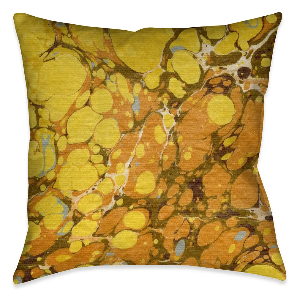 Golden Mustard Marble Decorative Pillow