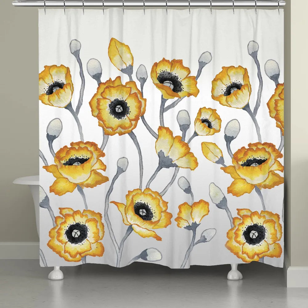 Golden Poppy Bloom Shower Curtain