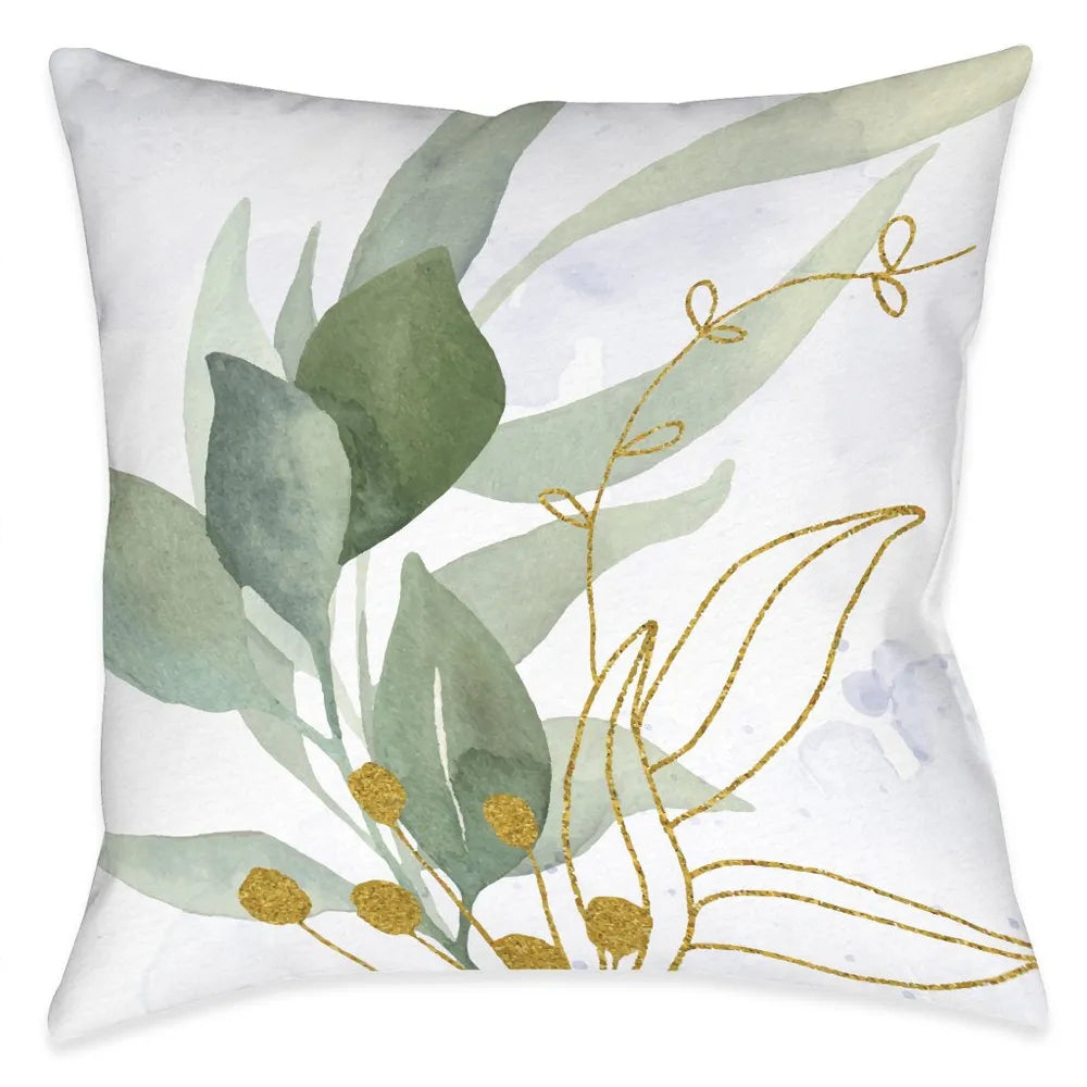 Green Gables Gold Vine Outdoor Decorative Pillow