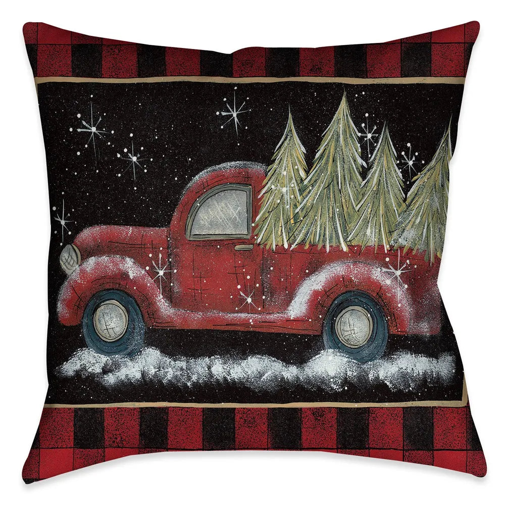 Plaid Holiday Pickup Indoor Decorative Pillow