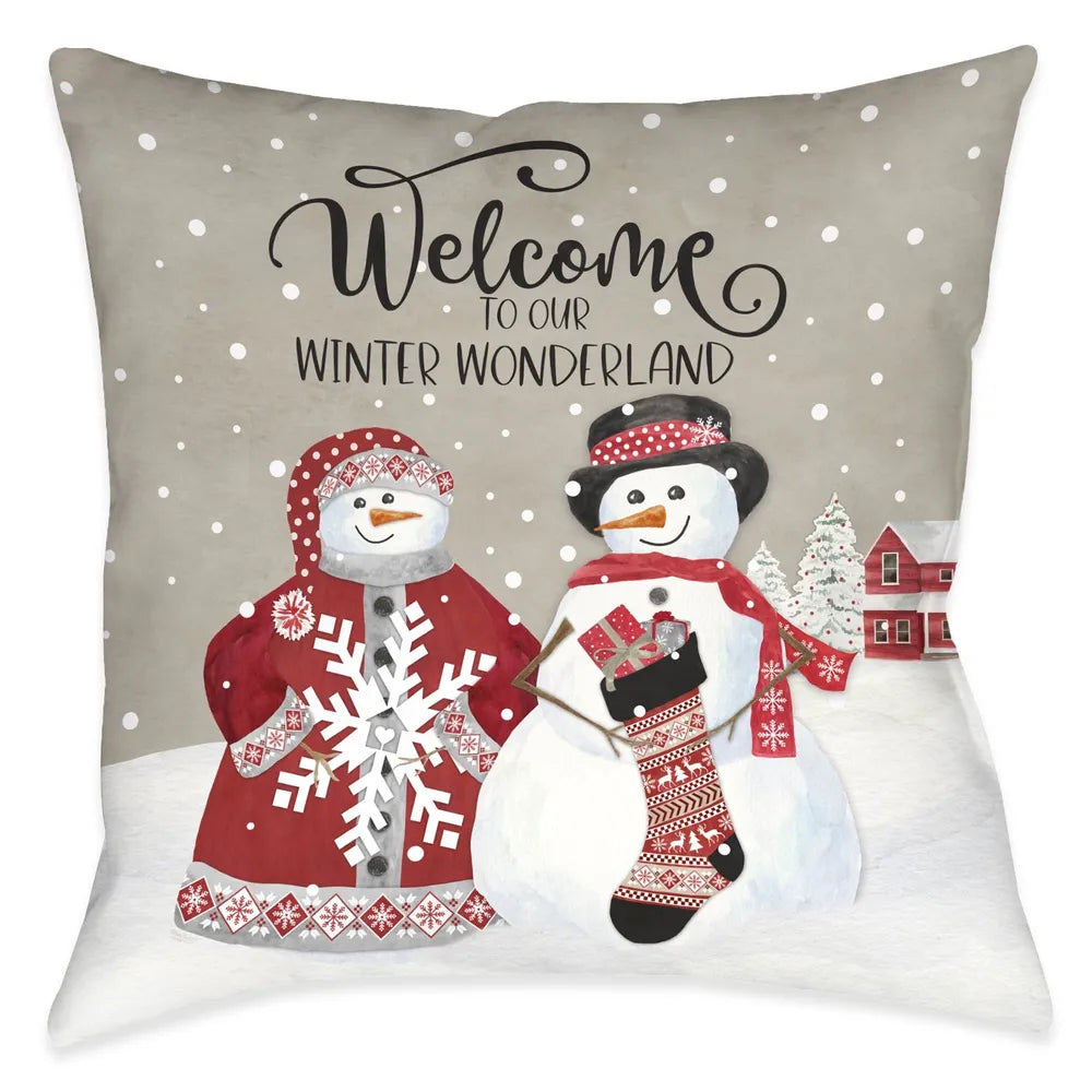Hello Winter Welcome Outdoor Decorative Pillow