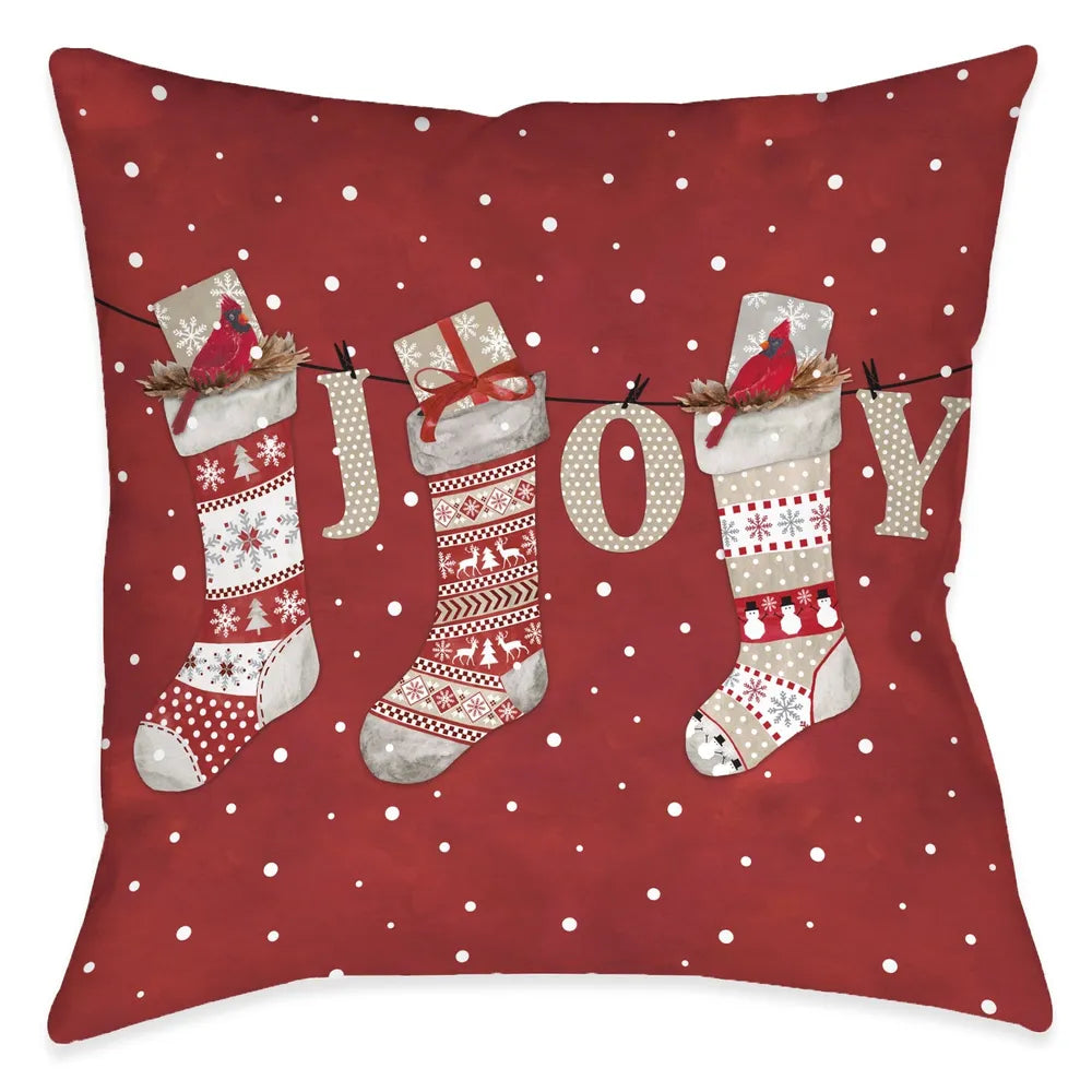 Hello Winter Sock Red Outdoor Decorative Pillow