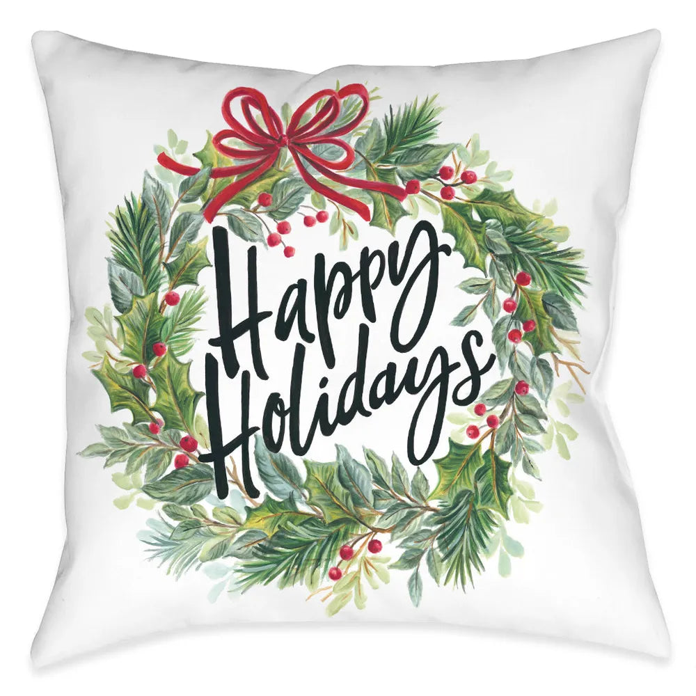 Holiday Wreath Indoor Decorative Pillow