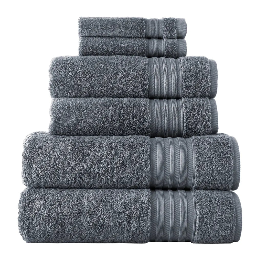 Charcoal Grey Turkish Spa Collection 6-pc Cotton Towel Set