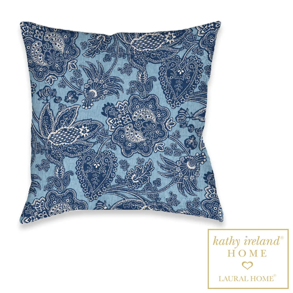 kathy ireland® HOME Blue Jean Floral Outdoor Decorative Pillow