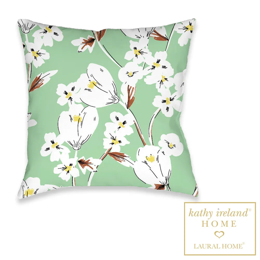 kathy ireland® HOME Retro Floral Mint Outdoor Decorative Pillow
