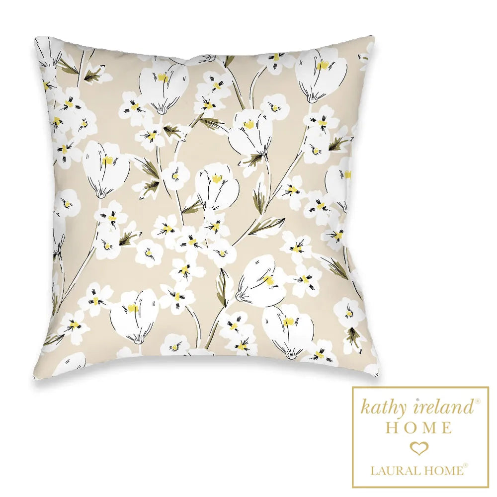 kathy ireland® HOME Retro Floral Neutral Indoor Decorative Pillow