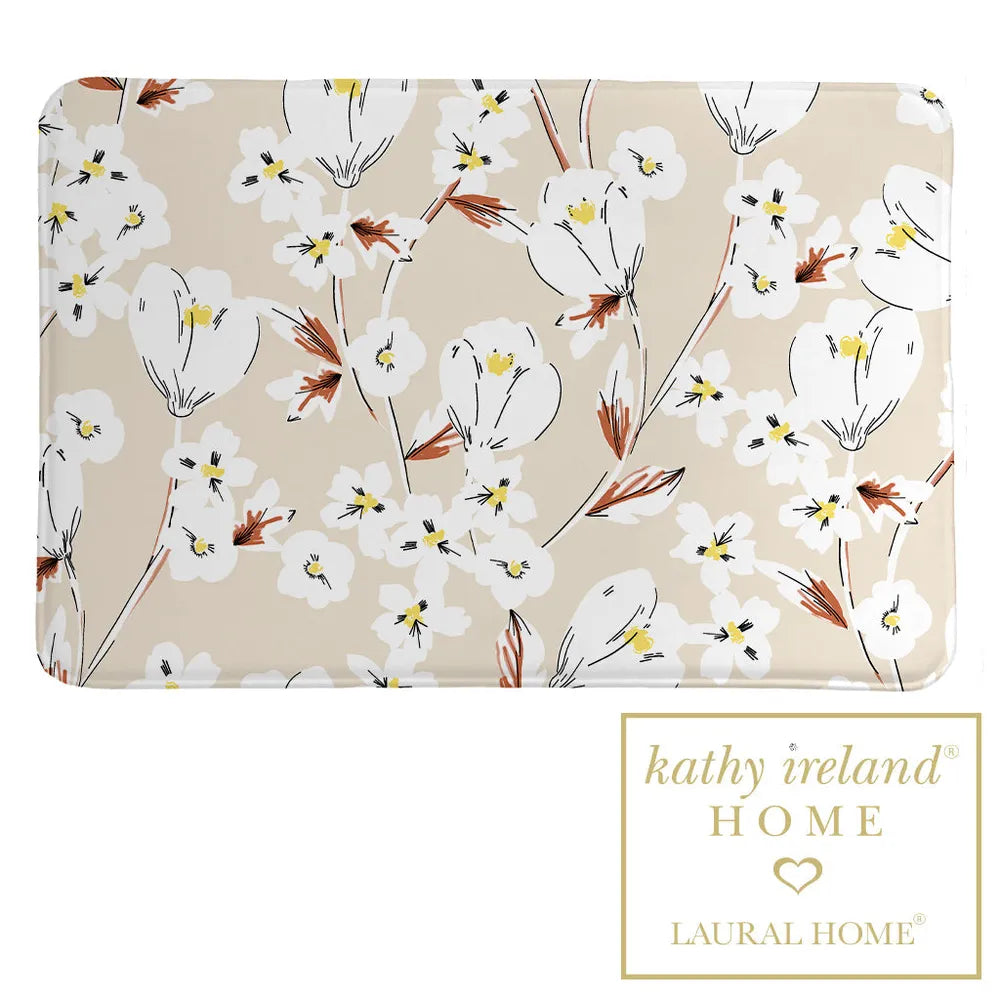 kathy ireland® HOME Retro Floral Neutral Memory Foam Rug