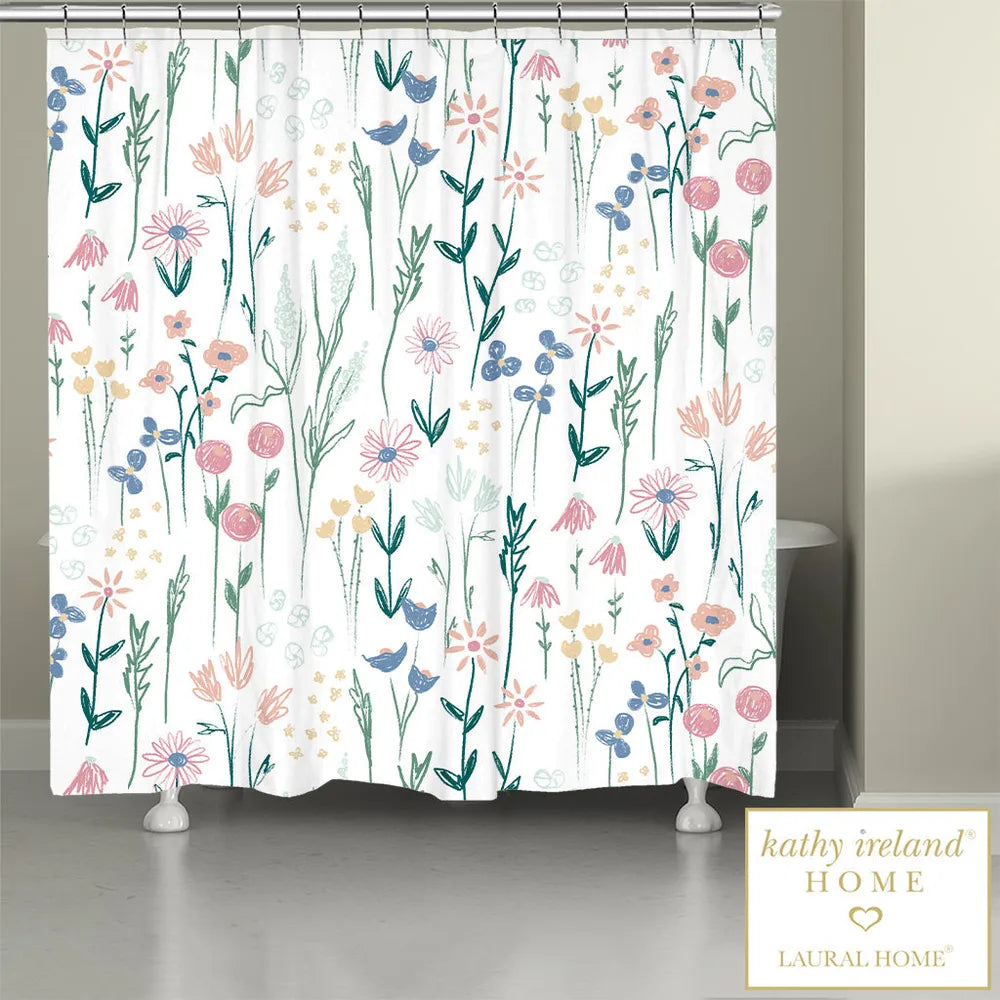 kathy ireland® HOME Delicate Floral Boho Shower Curtain