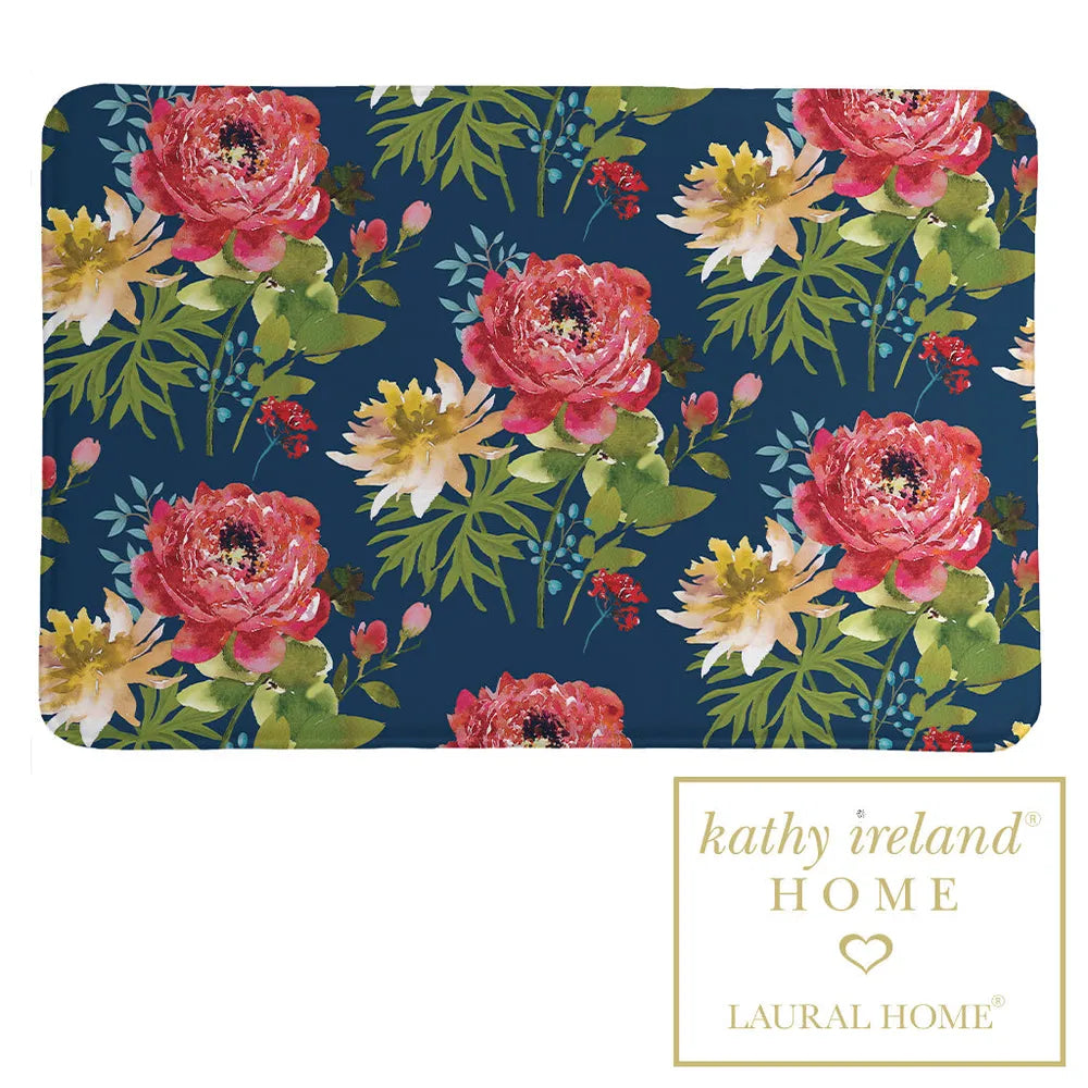 kathy ireland® HOME Country Bouquet Navy Memory Foam Rug