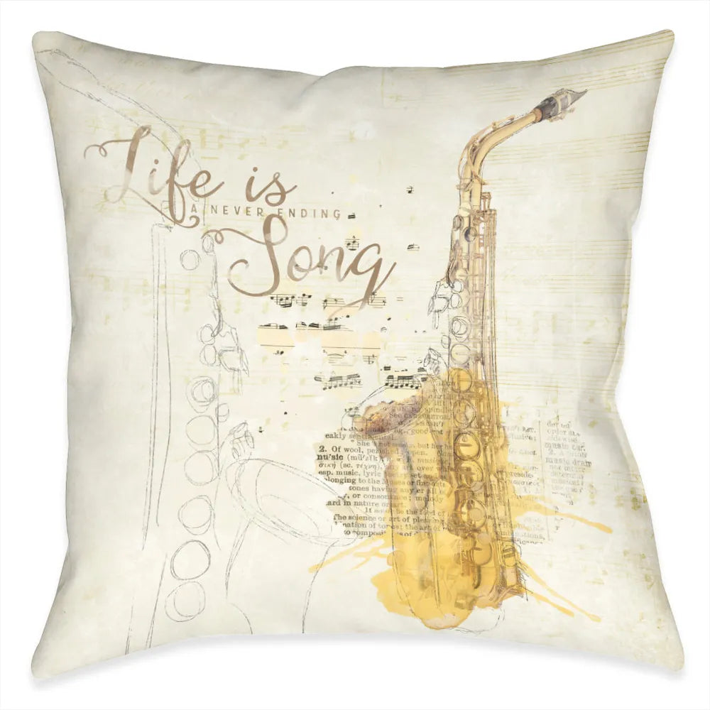 Life is a Never Ending Song Outdoor Decorative Pillow