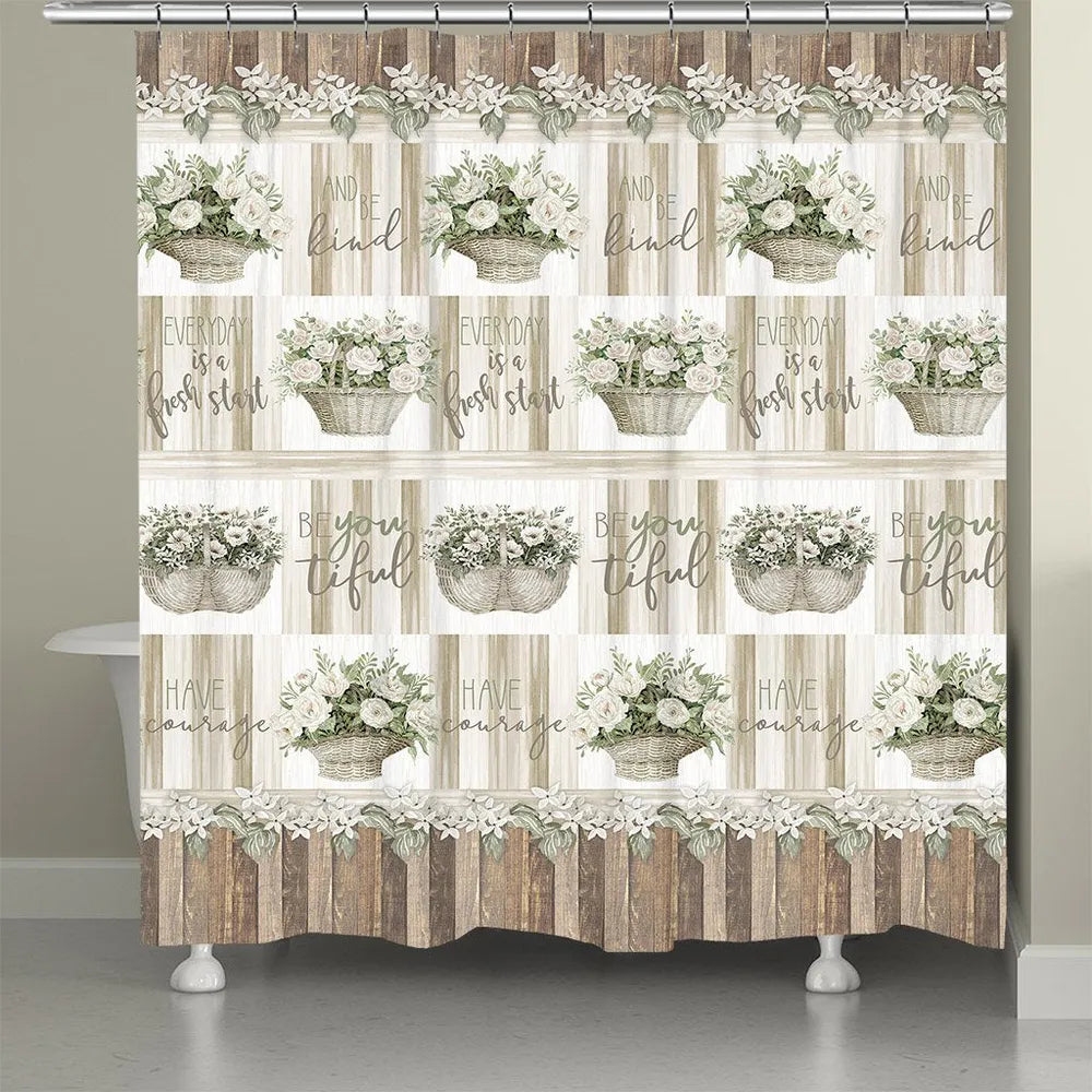 Loving Floral Basket Shower Curtain