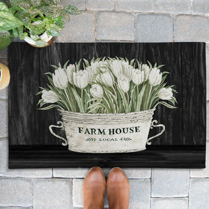 Moody Farmhouse Tulips Outdoor Door Mat