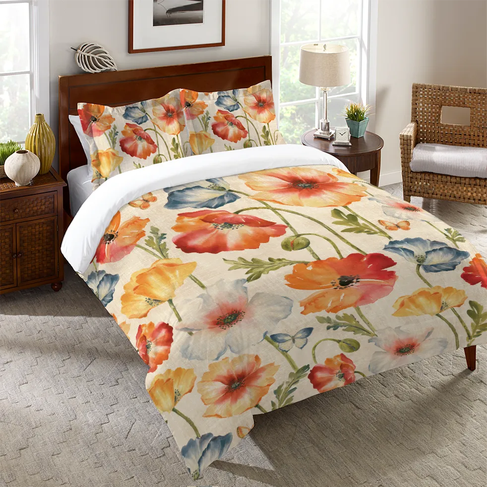 Watercolor Poppies Duvet Cover 