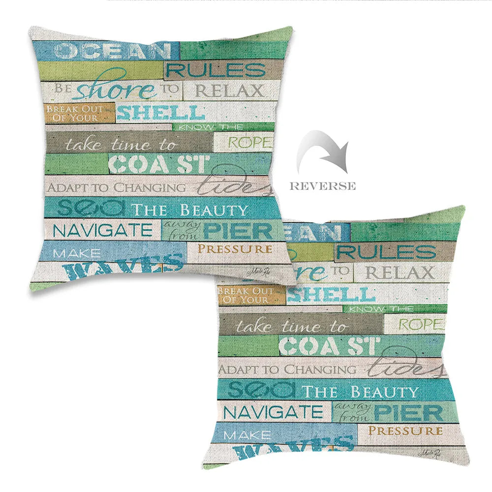 Ocean Rules Indoor Woven Decorative Pillow