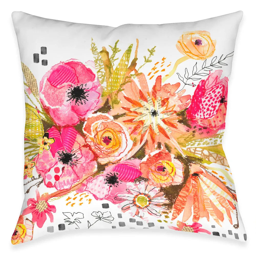 Peachy Blossoms Outdoor Decorative Pillow