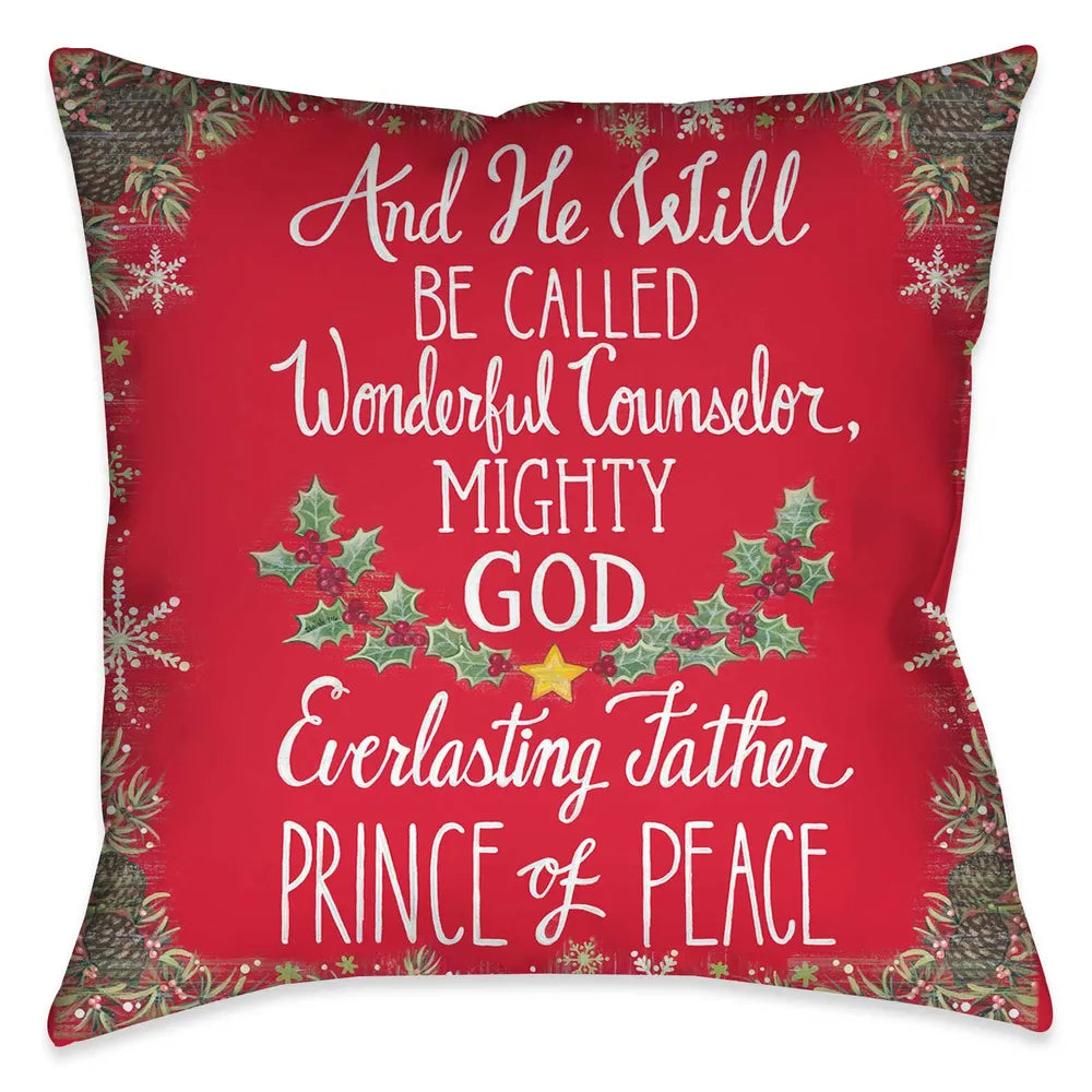 Celebrate the season with Laural Home’s “Prince of Peace” decorative pillow! This red holiday design features a Christmas saying surrounded by snowflakes and pinecones. Begin the holiday festivities early this year!