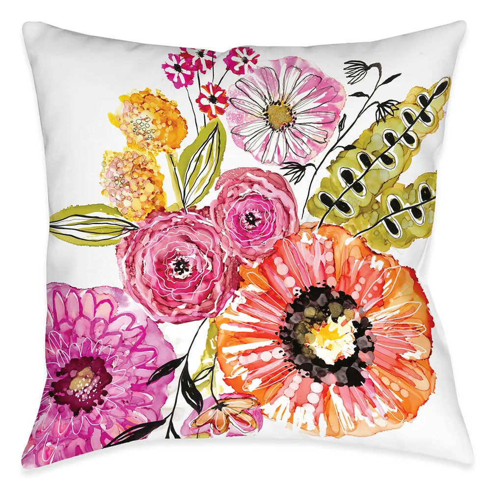 Springtime Florals Outdoor Decorative Pillow