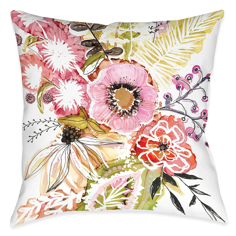 Pink Floral Bouquet Indoor Decorative Pillow