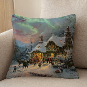 Thomas Kinkade Santa's Night Before Christmas Indoor Decorative Pillow